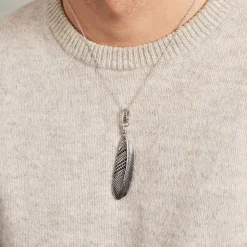 Kette Feder aus Edelstahl mit schwarzen Zirkonia P5188SLK