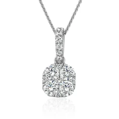 Kette für Damen mit Anhänger, Weißgold, Diamanten BDP0050-WSLK