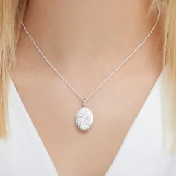 Kette Medaillon Blumen aus Sterlingsilber gravierbar SP0955SLK