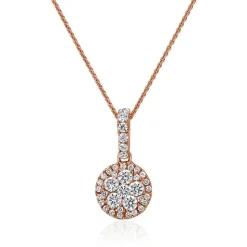 Kette mit Halo Anhänger aus Roségold, Diamanten BDP0047-RSLK