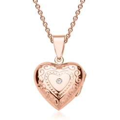 Kette mit rosé vergoldetem Herzmedaillon SP0788SLK