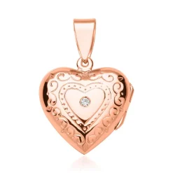 Kette mit rosé vergoldetem Herzmedaillon SP0788SLK