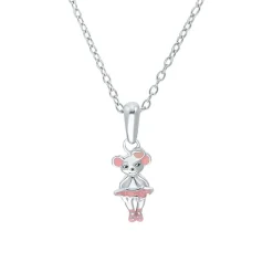 Kette Tanzmaus aus Sterlingsilber und Emaille, rosa 2035972