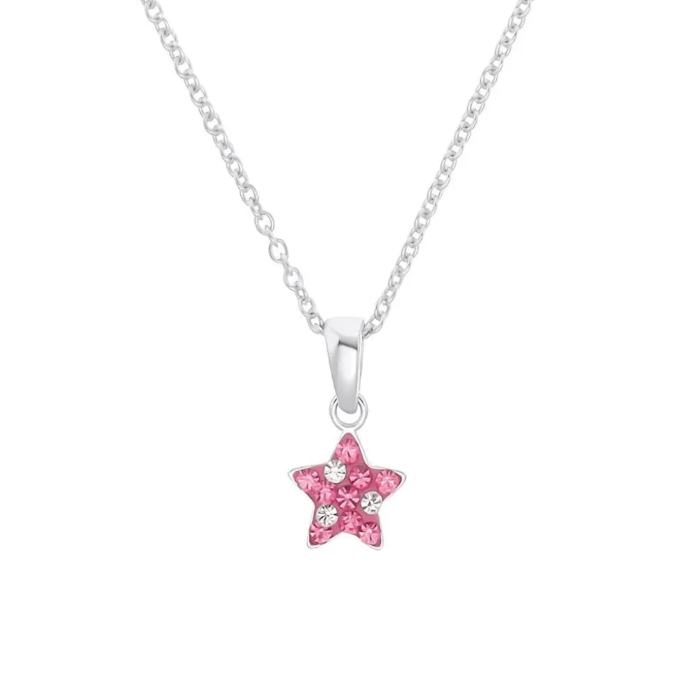 Kinderkette aus 925er Silber mit Stern, pink 2036421