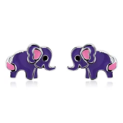Kinderohrstecker lila Elefant aus 925er Silber KE0148