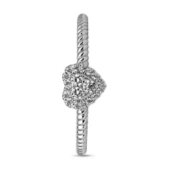 Kordelring mit Herz aus Weißgold oder Platin, Diamanten BDR0098-WSL
