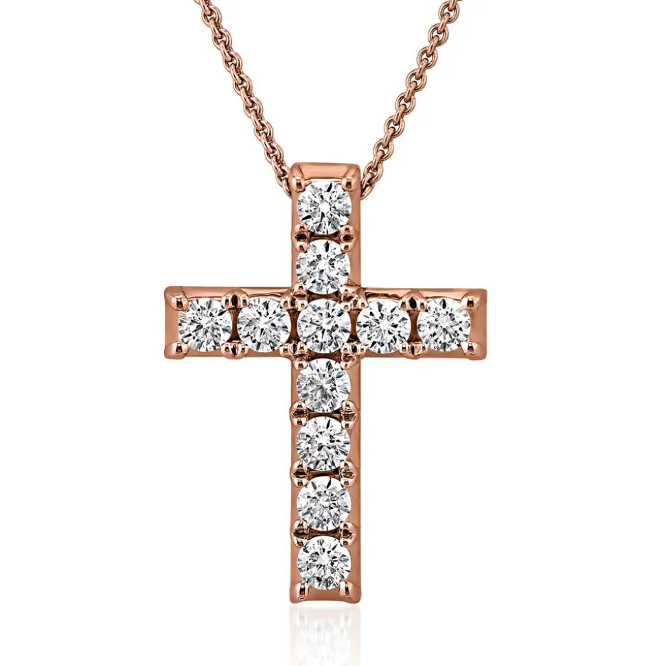Kreuzanhänger mit Diamanten für Damen aus Roségold BDP0039-RSL