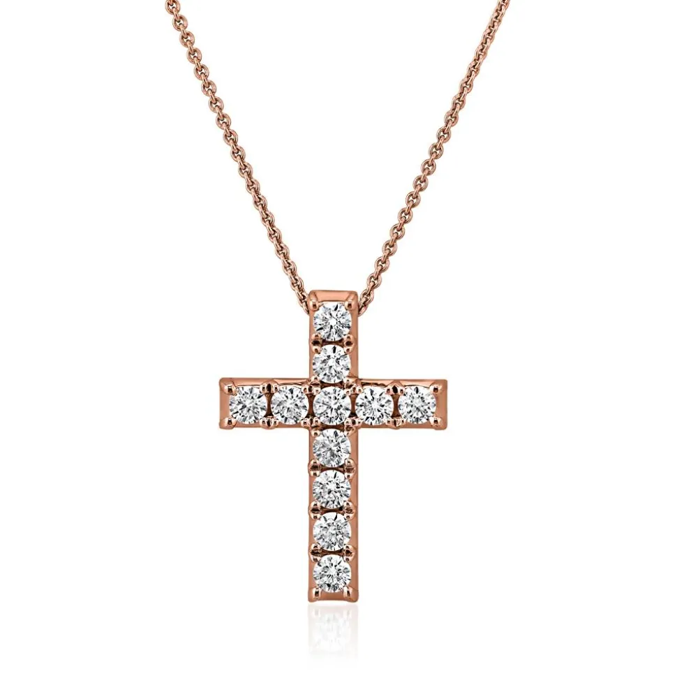 Kreuzanhänger mit Diamanten für Damen aus Roségold BDP0039-RSL