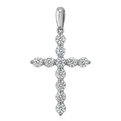 Kreuzkette für Damen aus Weißgold mit Diamanten BDP0038-WSLK