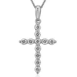 Kreuzkette für Damen aus Weißgold, lab grown Diamanten BDP0037LG-WSLK