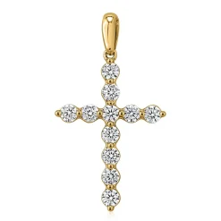 Lab grown Diamantanhänger Kreuz aus Gelbgold für Damen BDP0038LG-GSL