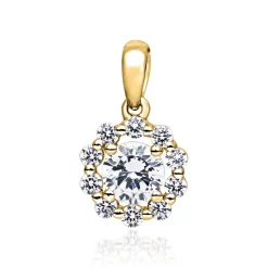 Lab grown Diamantanhänger Halo aus Gelbgold für Damen BDP0045LG-GSL