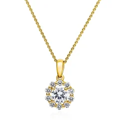 Lab grown Diamantanhänger Halo aus Gelbgold für Damen BDP0045LG-GSL