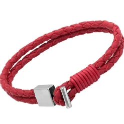 Lederarmband: Rot Edelstahlverschluss LB0279SL