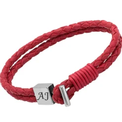 Lederarmband: Rot Edelstahlverschluss LB0279SL