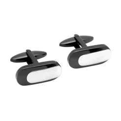 Manschettenknöpfe Edelstahl schwarz silber QC0069SL