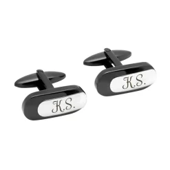 Manschettenknöpfe Edelstahl schwarz silber QC0069SL