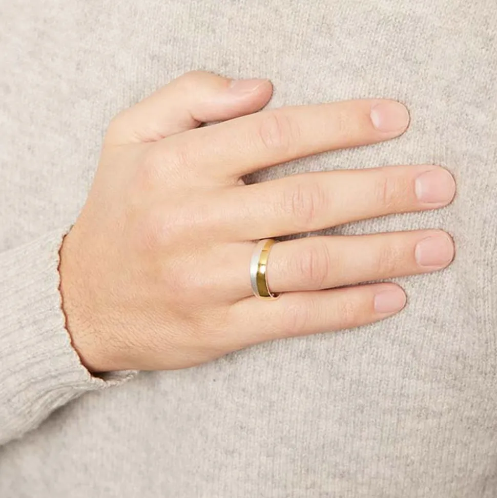 Matt glänzender Silberring Wellenform R8535SL