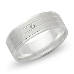 Matter 925 Silberring mit Glanzrillen Zirkonia R8540czSL