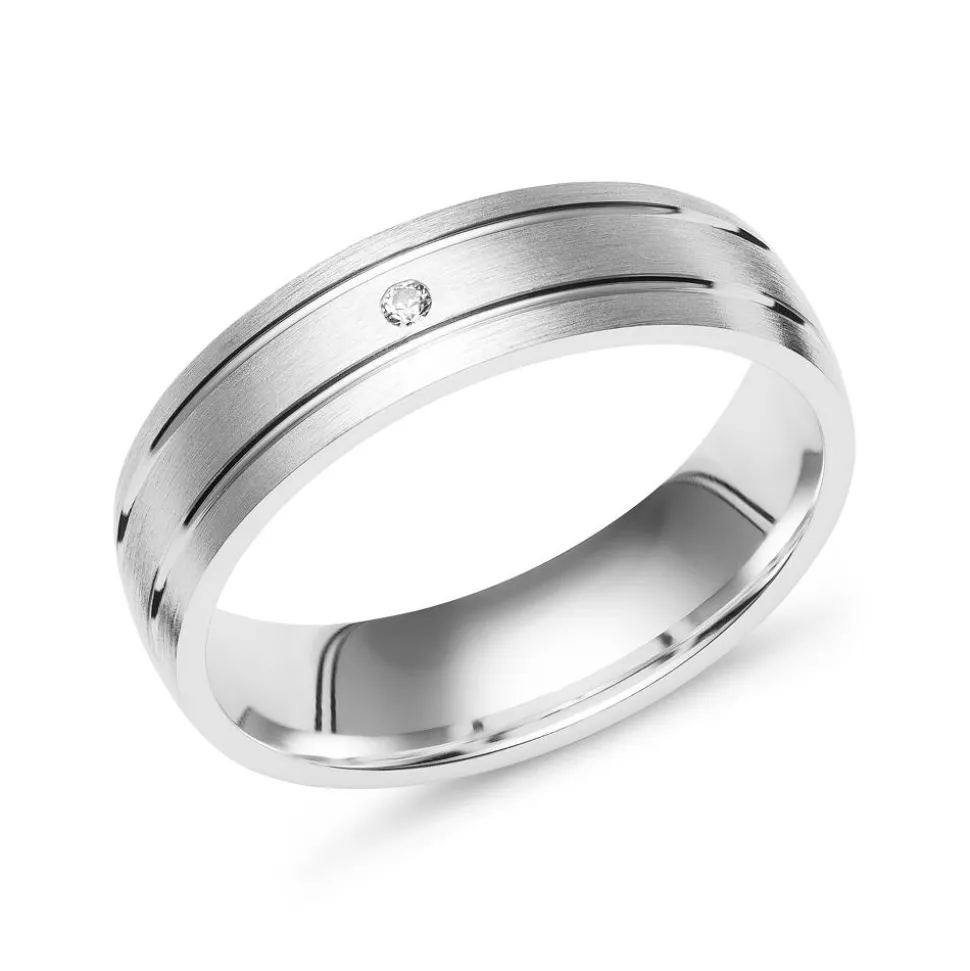 Matter Silber Ring Glanzrillen Zirkonia 5 mm R8514czSL
