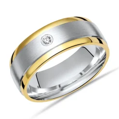 Matter Silberring polierte Kanten Zirkonia R8537czSL