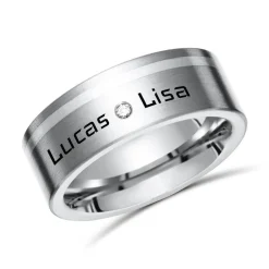 Matter Titanring Lasergravur Silbereinlage TR0079lge