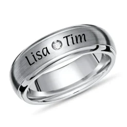 Matter Titanring mit Diamant Lasergravur TR0057lge