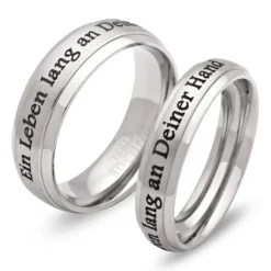 Mattierte Edelstahl Eheringe mit Lasergravur R9151lg