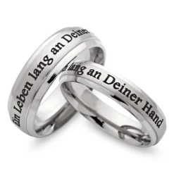 Mattierte Edelstahl Eheringe mit Lasergravur R9151lg