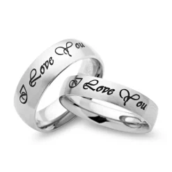 Mattierte Edelstahl Eheringe mit Lasergravur R9145lg