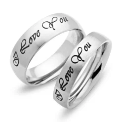 Mattierte Edelstahl Eheringe mit Lasergravur R9145lg