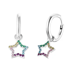 Mädchen Creolen Stern aus 925er Silber mit Zirkonia 2033370