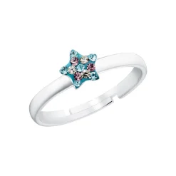 Mädchenring Stern aus 925er Silber mit blauen Zirkonia 2034004