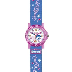 Mädchenuhr Delfin mit Textilarmband, blau, pink 280375001