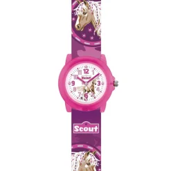 Mädchenuhr Pferde aus Kunststoff, pink, violett 280305042
