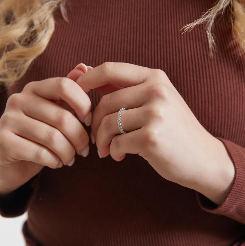 Memoire Ring mit Lab-Diamanten, Weißgold oder Platin BDR0133LG-WSL