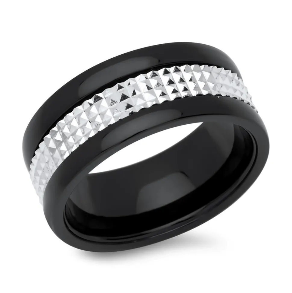 Moderner Edelstahlring geschwärzt R5073SL