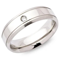 Moderner Edelstahlring Zirkonia 6mm R9115czSL