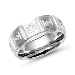 Moderner Ring Edelstahl 7mm Breite Zirkonia R9092czSL