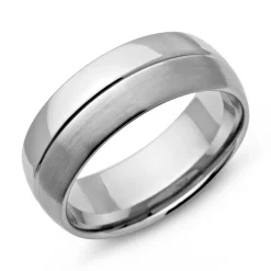 Moderner Ring Edelstahl matt/poliert Glanzrille R9103SL
