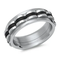 Moderner Ring Edelstahl mit drehbarem Einsatz R5047