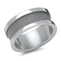 Moderner Ring Edelstahl mit Stahlseil-Optik R5009SL