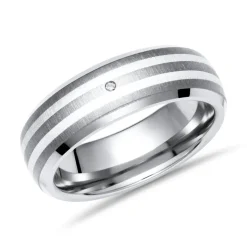 Moderner Ring Titan Einlage Silber & Brillant TR0009-2SL