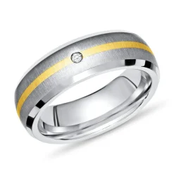 Moderner Ring Titan mit Einlage Gold & Diamant TR0059SL
