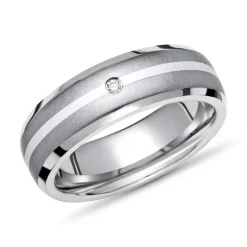 Moderner Ring Titan mit Einlage Silber & Diamant TR0058SL