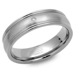 Moderner Ring Titan polierte Kanten & Diamant TR0047SL