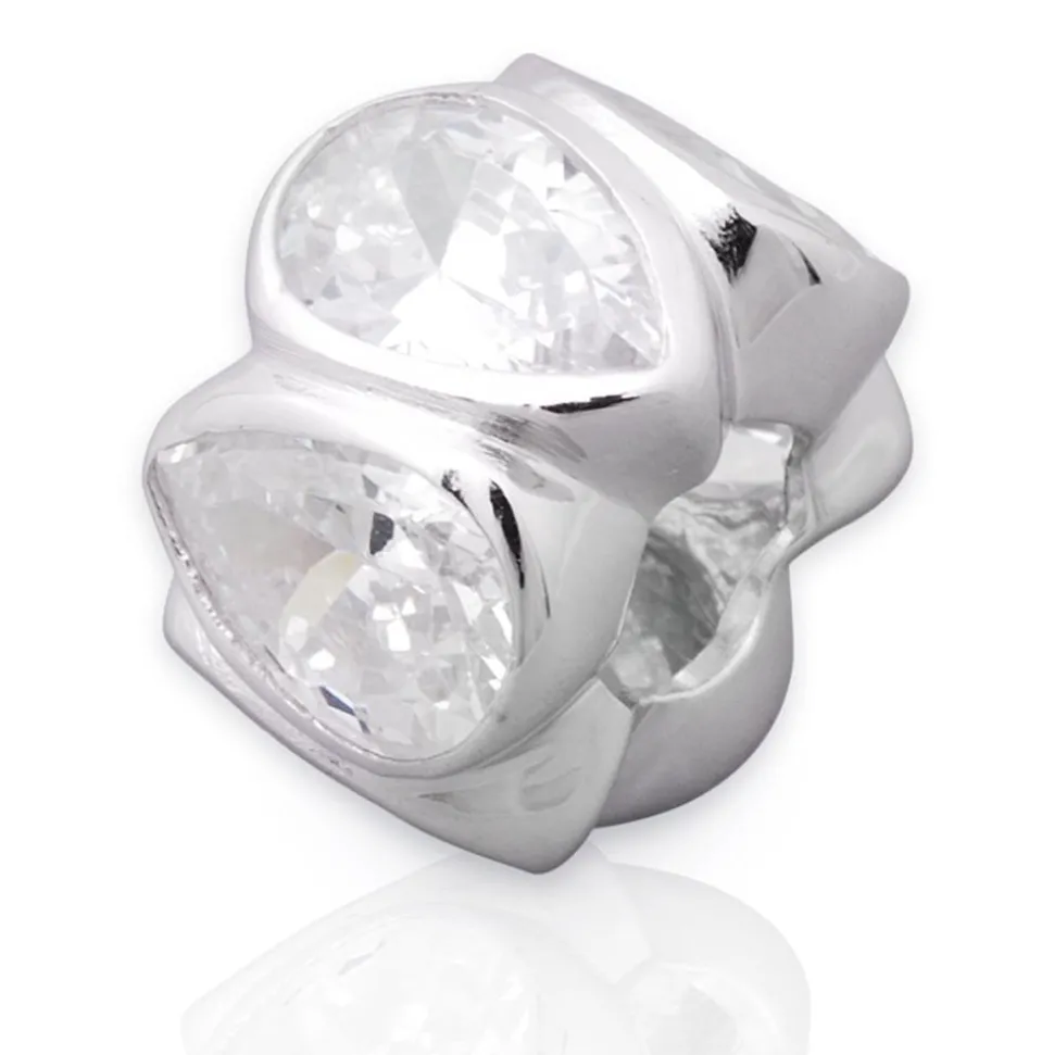 Moderner Silberbead: 925 Silber Bead Zirkonia BO0149