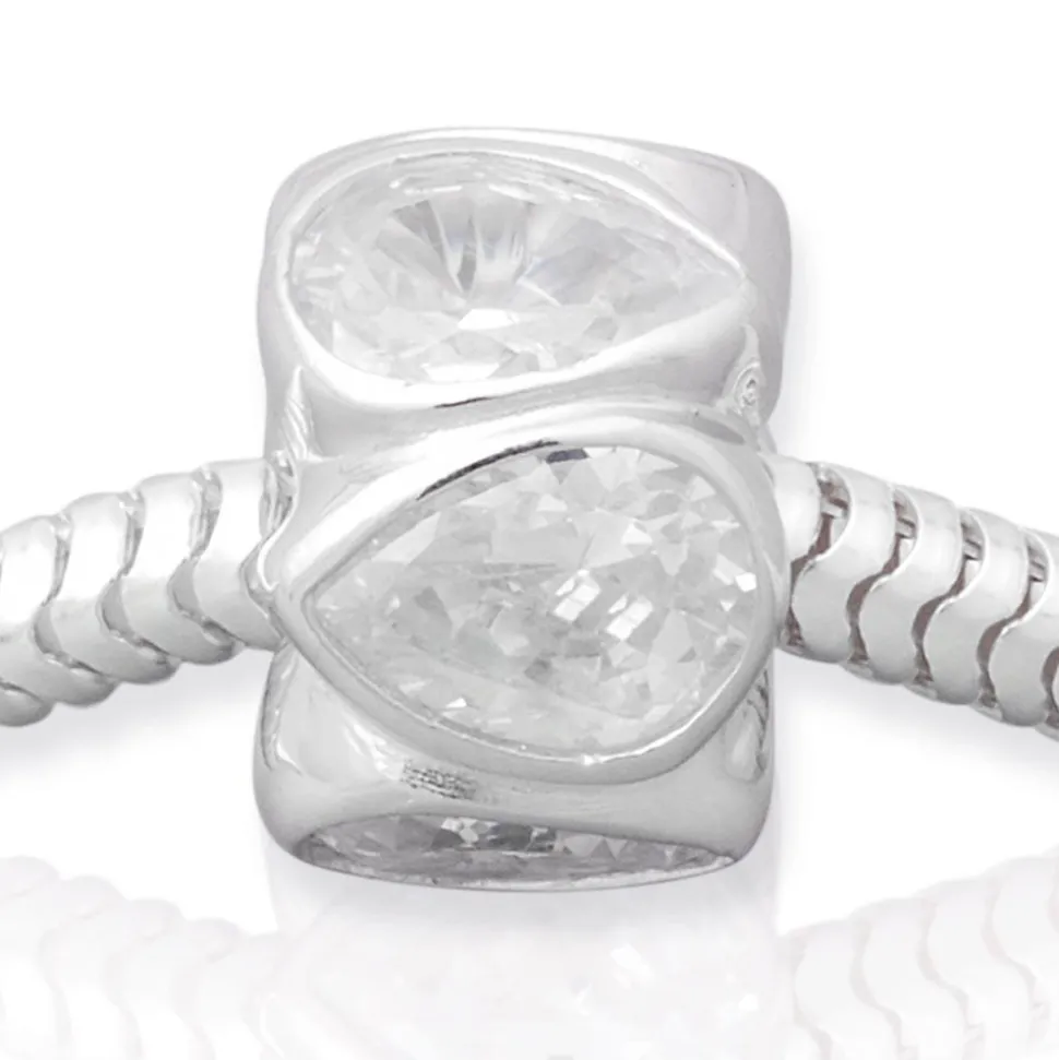 Moderner Silberbead: 925 Silber Bead Zirkonia BO0149