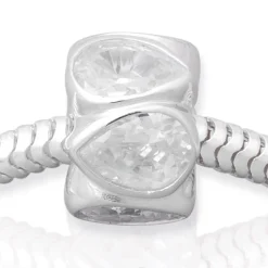 Moderner Silberbead: 925 Silber Bead Zirkonia BO0149