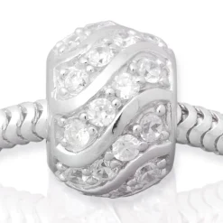 Moderner Silberbead: 925 Silber Bead Zirkonia BO0123